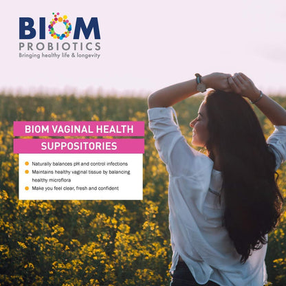 Biom Vaginal Probiotic Suppository: Natural Vaginal pH and Odor Control Regimen; Balance