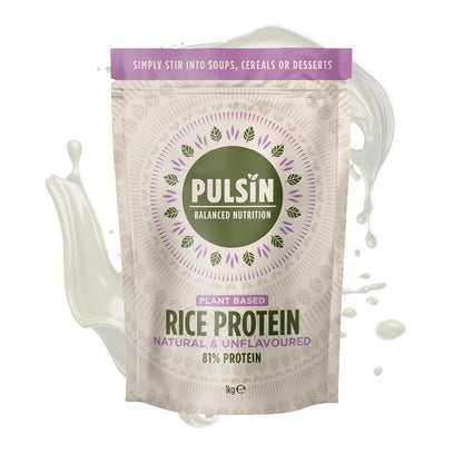 Pulsin - Natural & Unflavoured Vegan Rice Protein Powder - 1kg - 8.1g Protein, 0.4g Carbs, 43 Kcal Per Serving