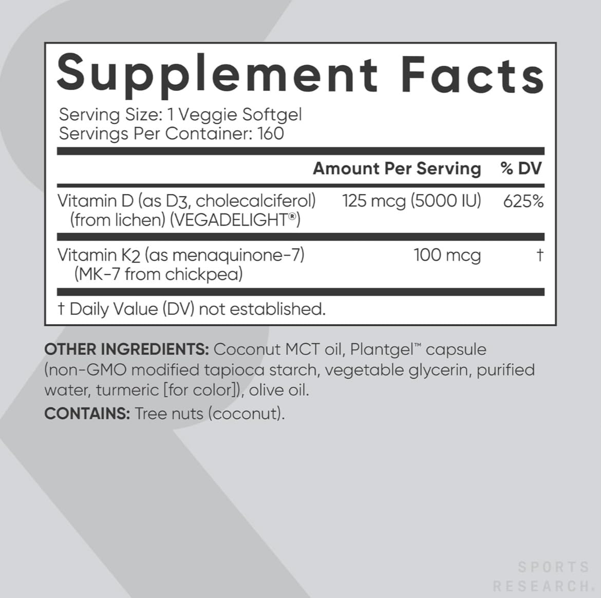 (Pack of 1) 160 Vegan Certified, Non GMO Liquid Softgels rozzunSports Research Vitamin