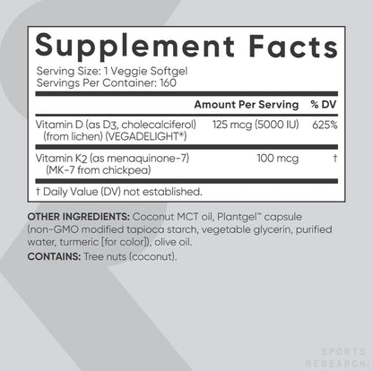 (Pack of 1) 160 Vegan Certified, Non GMO Liquid Softgels rozzunSports Research Vitamin