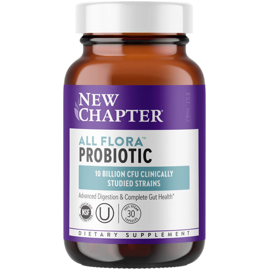 New Chapter Probiotic All-Flora - 30 ct (1 Month Supply) for Advanced Digestion 