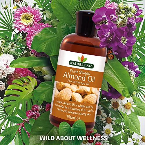 Natures Aid Almond Oil, Pure, Sweet Almond Oil, Massage Oil, Suited to Dry, Sensitive Skin