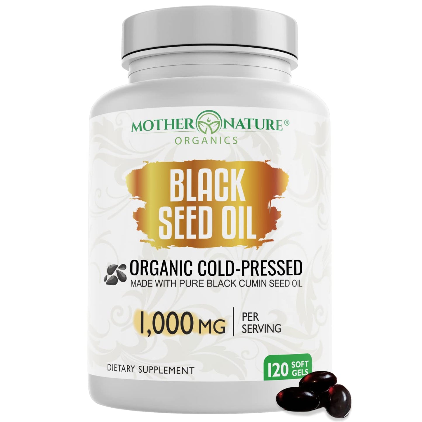 Black Seed Oil Capsules - 120 Count (Organic, Non-GMO Liquid) Premium Cold Pressed 