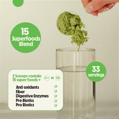 Better Alt Greens Powder, Helps Reduce Bloating, 15 Super Greens- Blend of Spirulina