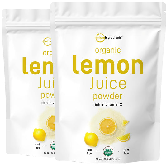 2 Pack Micro Ingredients Organic Lemon Juice Powder, 10 Ounce, Rich in Natural Vitamin