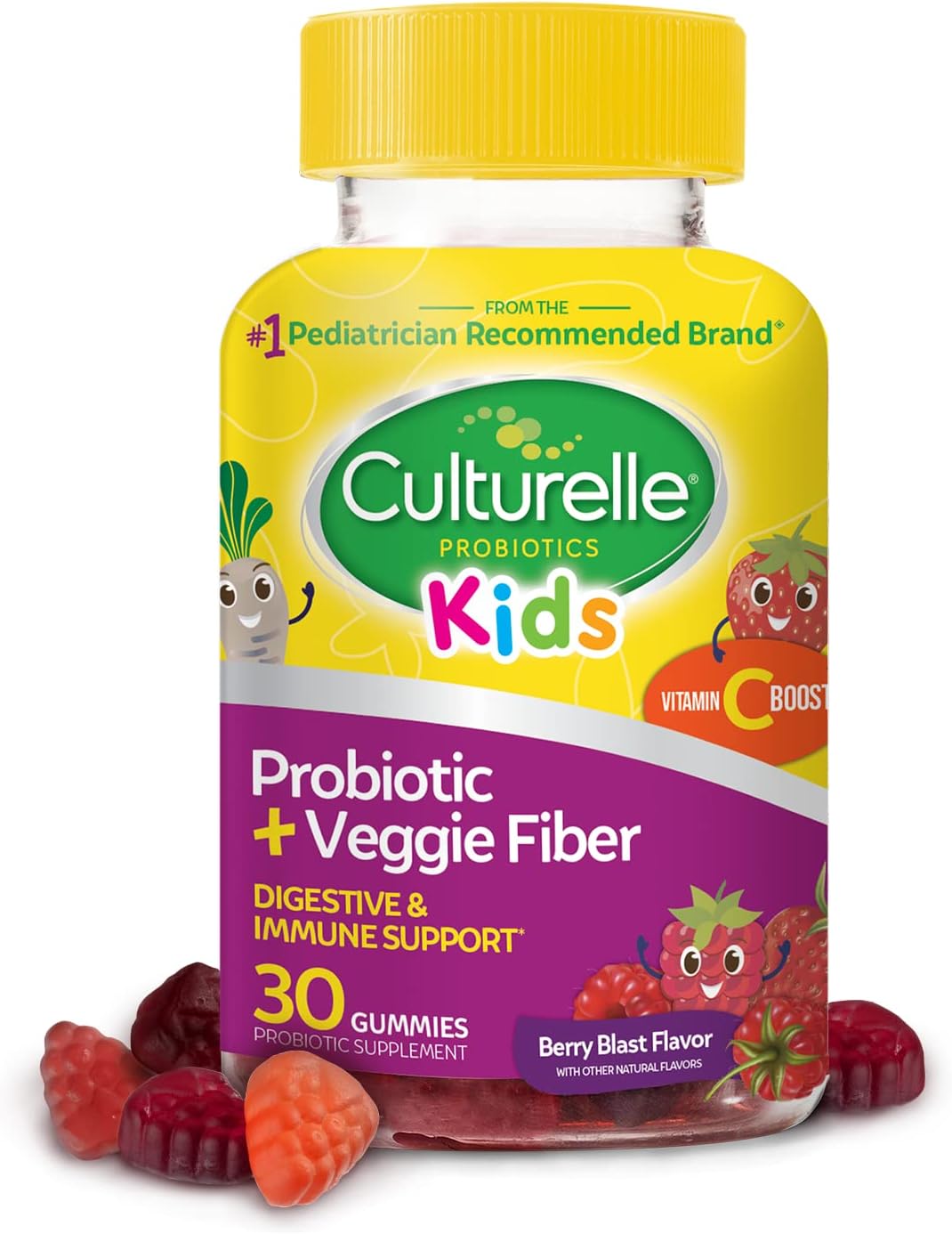 Culturelle Daily Probiotic for Kids + Veggie Fiber Gummies (Ages 3+)