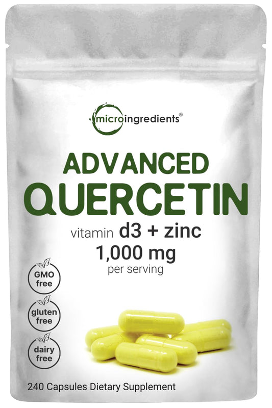 Micro Ingredients Quercetin Supplements with Zinc & Vitamin D3, 1,000mg Per Serving