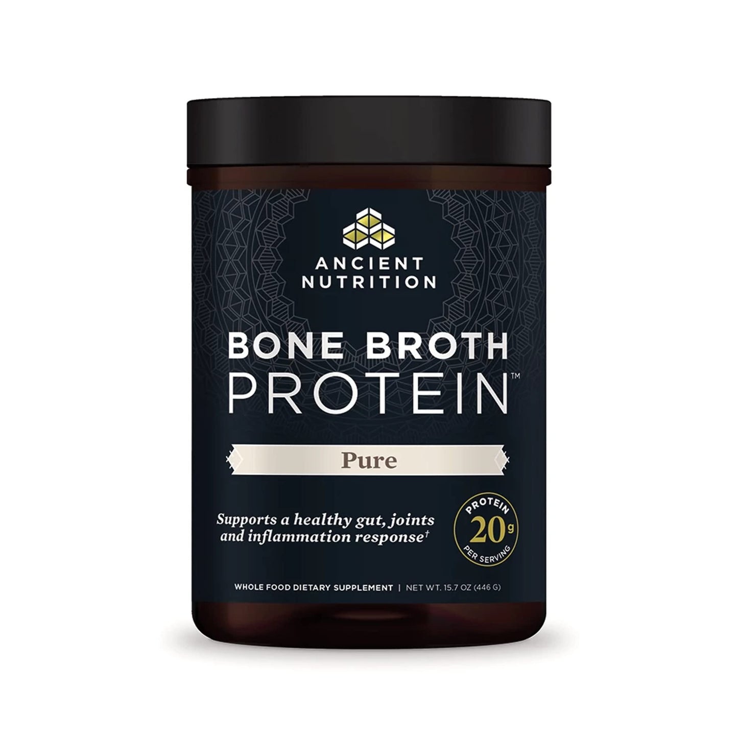 Ancient Nutrition Bone Broth Protein Powder, Pure Flavor, 20 Servings Size