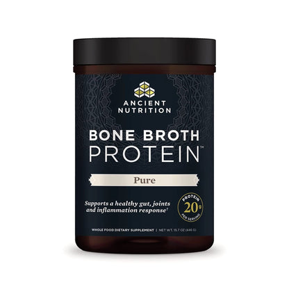 Ancient Nutrition Bone Broth Protein Powder, Pure Flavor, 20 Servings Size