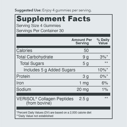 Vital Proteins Collagen Gummies, 2.5g of Clinically-Tested Collagen for Hair, Skin, Nails