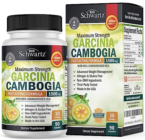 Garcinia Cambogia Weight Loss Pills - 1500mg HCA Pure Extract - Fast Acting Appetite Suppressant