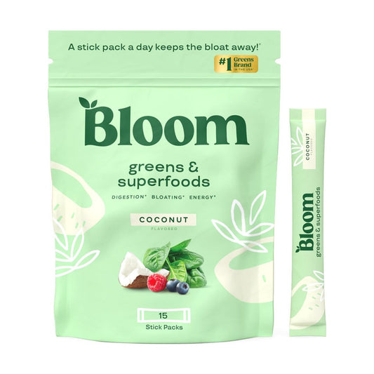 Bloom Nutrition Super Greens Powder Smoothie Mix, 15 Stick Packs - Probiotics 