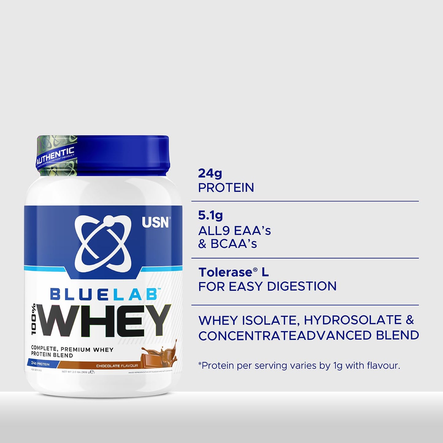 USN Blue Lab Whey Protein Powder: Chocolate - Whey Protein 2kg - Post-Workout