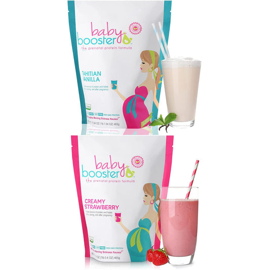 Baby Booster Prenatal Vitamin Supplement Shakes, Tahitian Vanilla and Strawberry