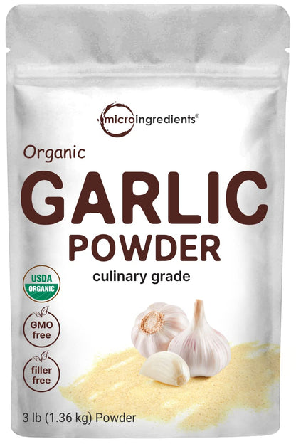 Organic Garlic Powder, 3lbs | Premium Source from Harvested Raw Allium Sativum Bulb