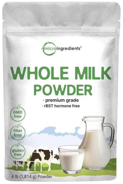 Whole Milk Powder, 4lbs | rBST Hormone Free, Pasture Raised Source, Premium Grade