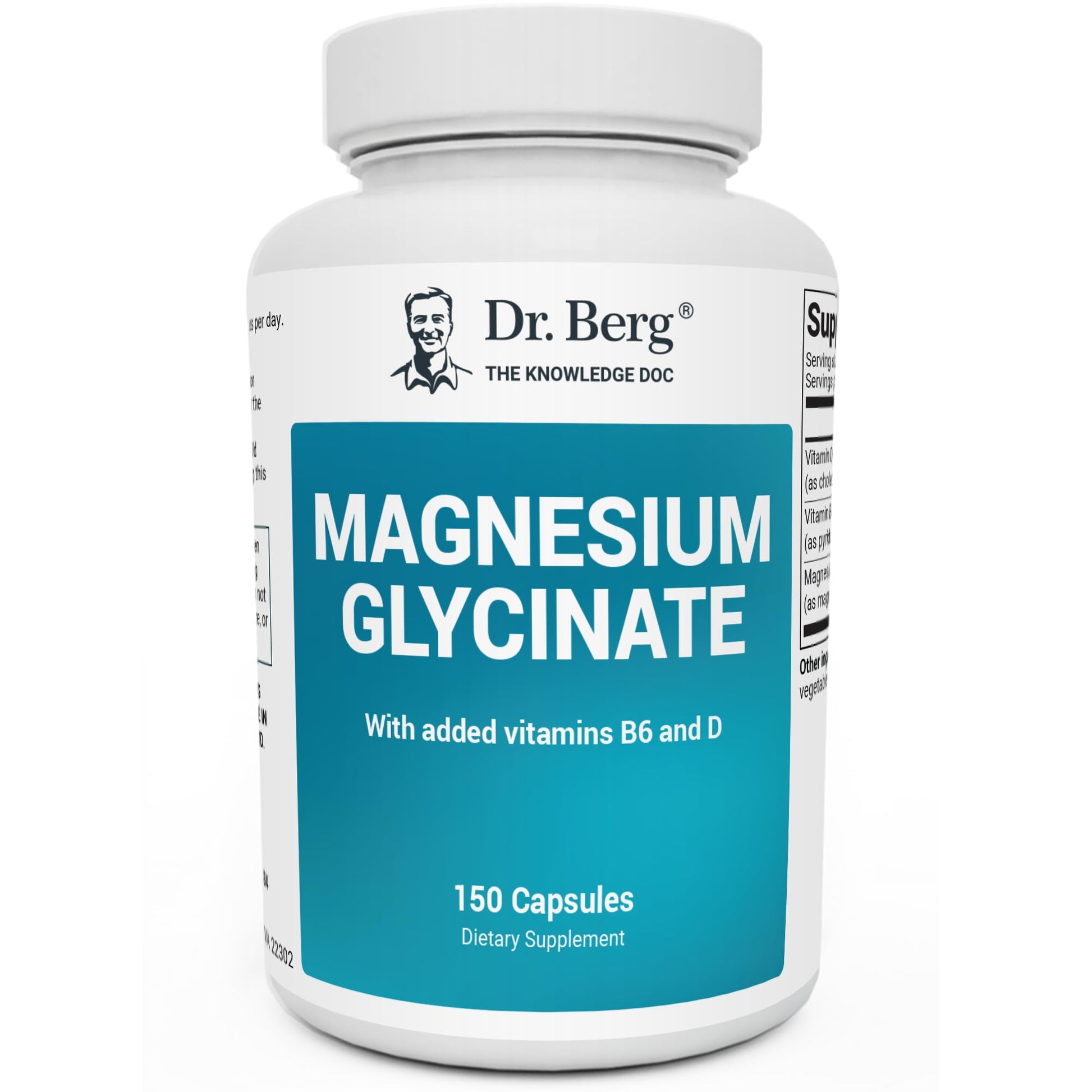 Dr. Berg's Magnesium Glycinate 400mg - Fully Chelated Veg Capsules for Stress