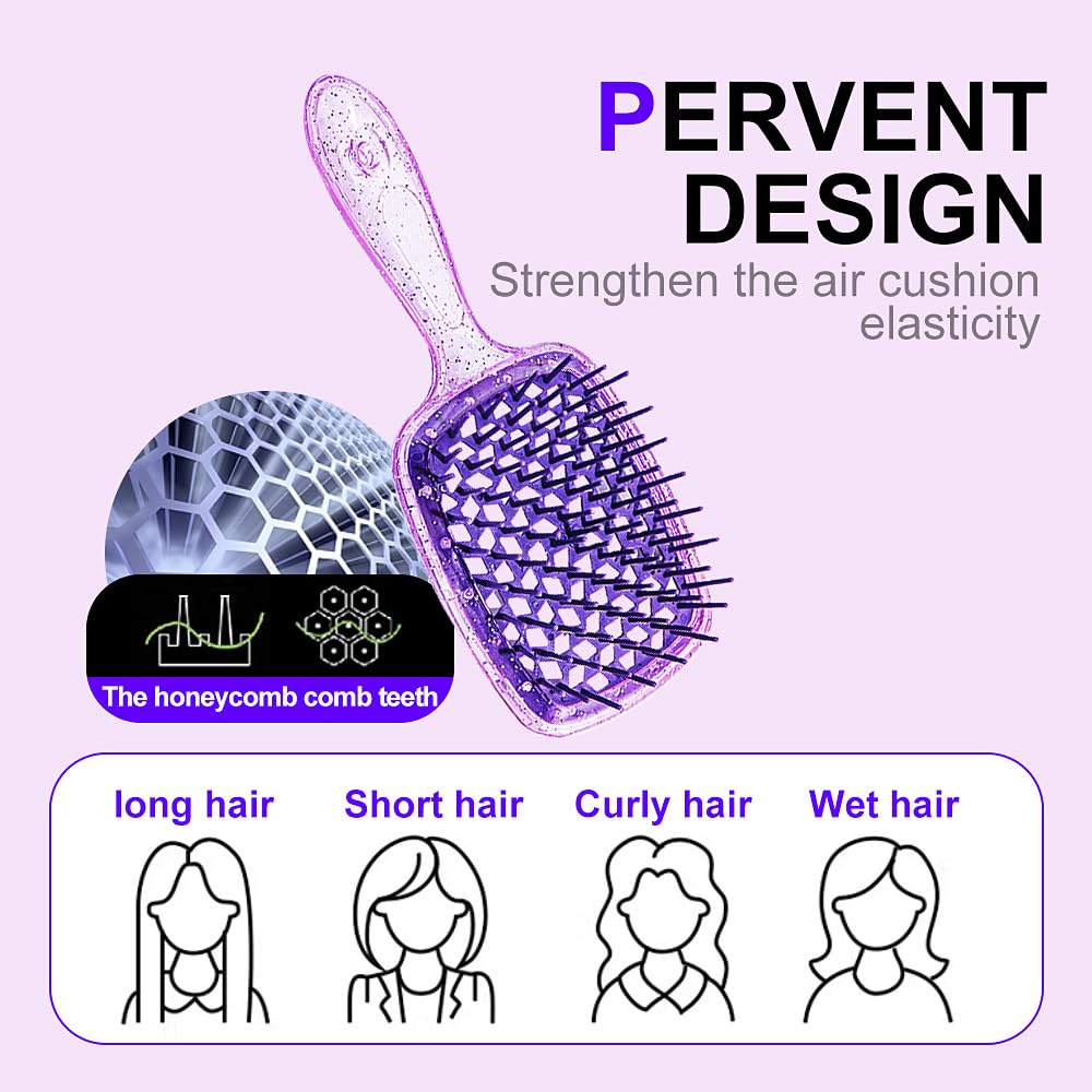 Wet & Dry Vented Detangling Hair Brush, Cherry Blossom