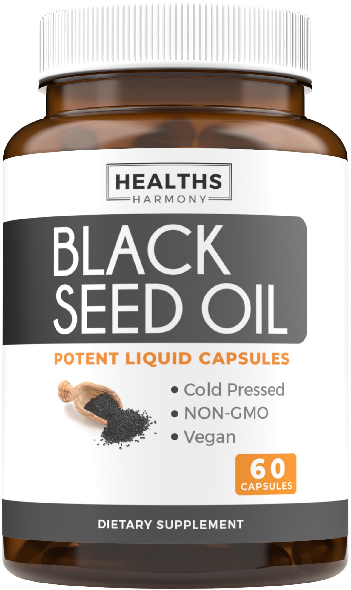 Black Seed Oil - 60 Softgel Capsules (Non-GMO & Vegan) Premium Cold-Pressed 