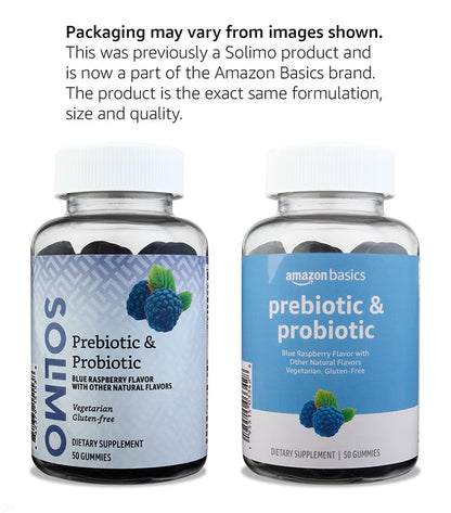 Amazon Basics Prebiotic & Probiotic Gummies, 2 Billion CFU, Blue Raspberry