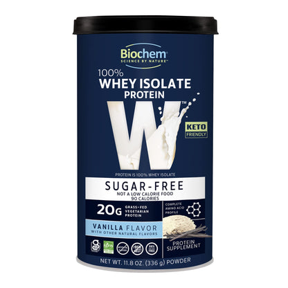 Biochem 100% Whey Sugar-Free Vanilla 20g, 11.8oz, Certified Vegetarian, Certified Gluten 