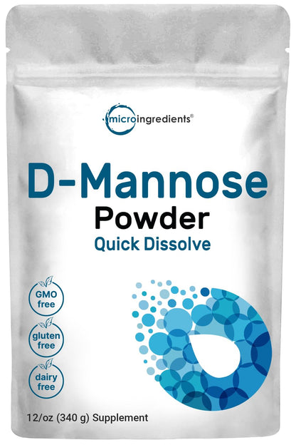 D Mannose Powder, 12* Ounces, Pure Mannose Supplement, Quick Water Soluble