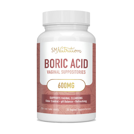 Boric Acid Suppositories for Women | 600mg | for pH Balance, Vaginal Odor & Itching | Feminine Intimate Health