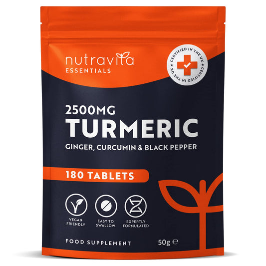 Nutravita Turmeric Tablets 2500mg with Black Pepper & Ginger - 180 High Strength Tumeric