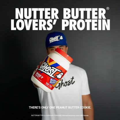 GHOST Whey Protein Powder, Nutter Butter - 2LB Tub, 26G of Protein - Peanut Butter