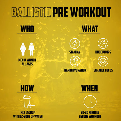 BALLISTIC Pre Workout | #1 New Pre Workout Powder w/ Nitric Oxide Booster, Electrolytes