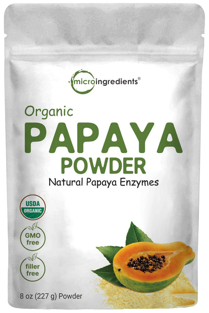 Organic Papaya Powder, 8oz | 100% Natural Fruit Powder | Freeze-Dried Papayas Source | No Sugar & Additives | Great Flavor for Drinks, Smoothie, & Beverages | Non-GMO & Vegan Friendly