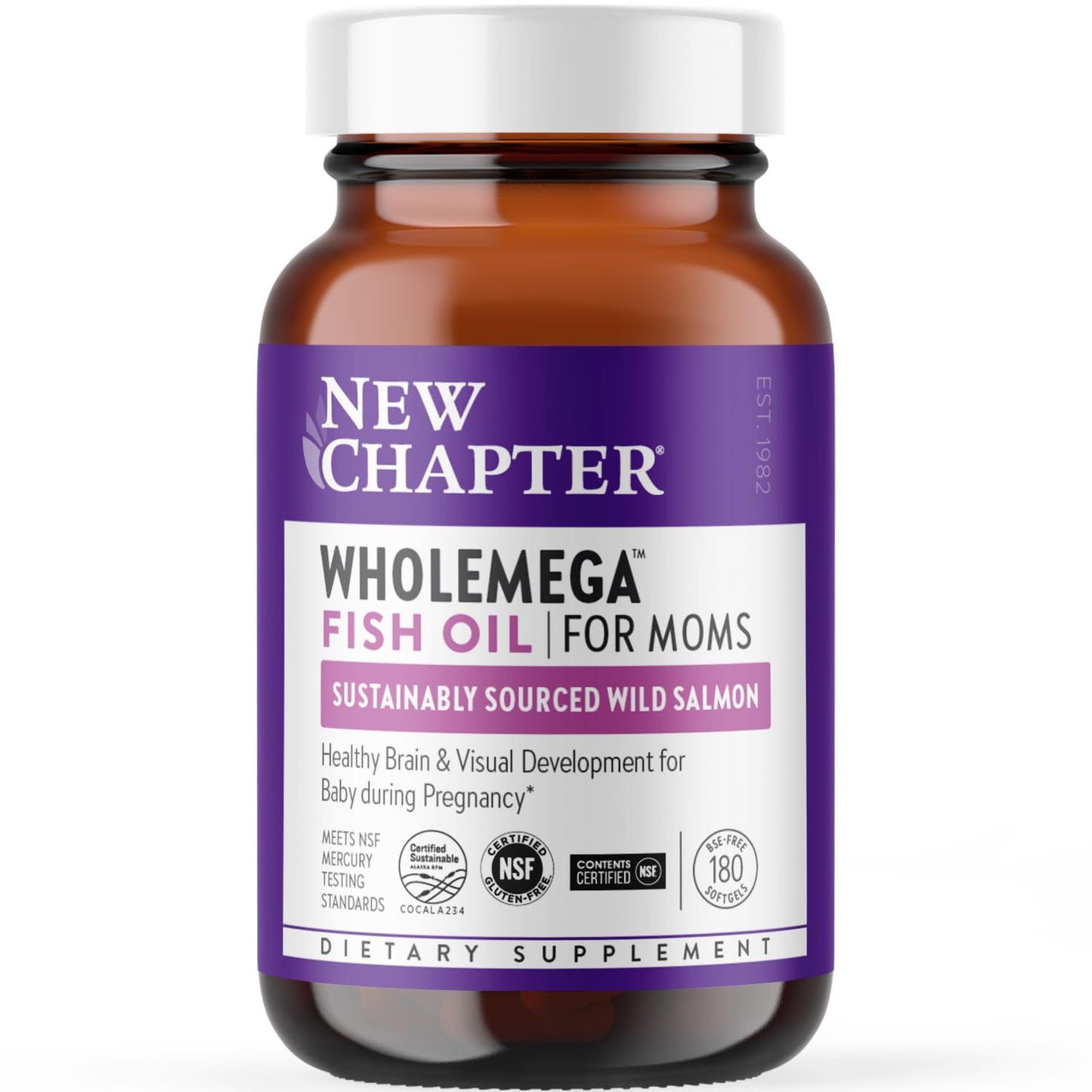 New Chapter Wholemega for Moms Fish Oil Supplement - Prenatal DHA with Omega-3 + Vitamin D3