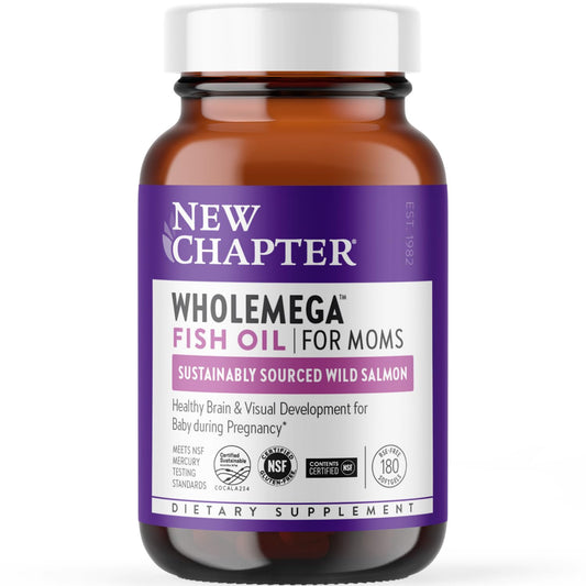 New Chapter Wholemega for Moms Fish Oil Supplement - Prenatal DHA with Omega-3 + Vitamin D3
