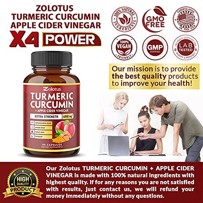 7 in 1 Turmeric Curcumin + Apple Cider Vinegar Capsules, Equivalent to 4080mg