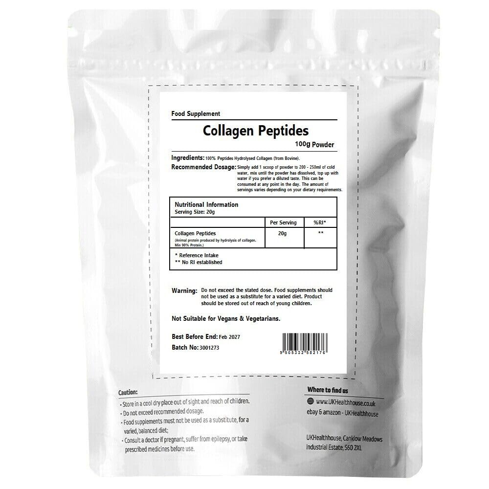 100g UKHealthHouse Collagen Powder, Bovine Collagen Peptides Powder - Collagen Supplements
