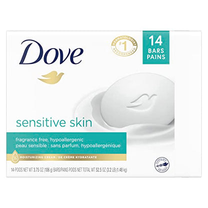 Dove Beauty Bar More Moisturizing Than Bar Soap for Softer Skin, Fragrance-Free