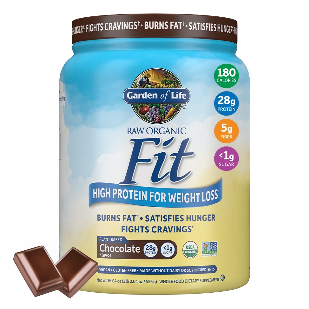 Garden of Life Raw Organic Fit Vegan Protein Powder Chocolate, 28g Plant Based Protein 