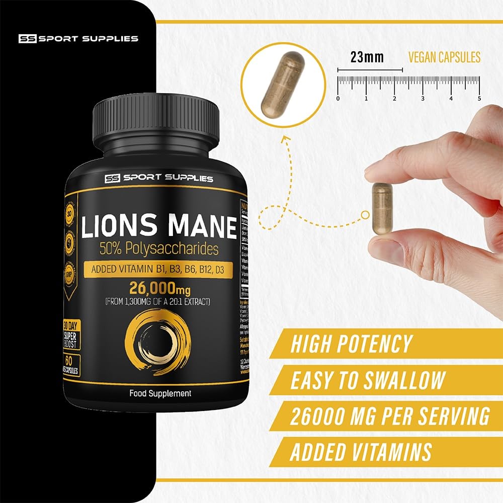 Lions Mane Supplement High Strength 26,000mg Plus 5 Vitamins