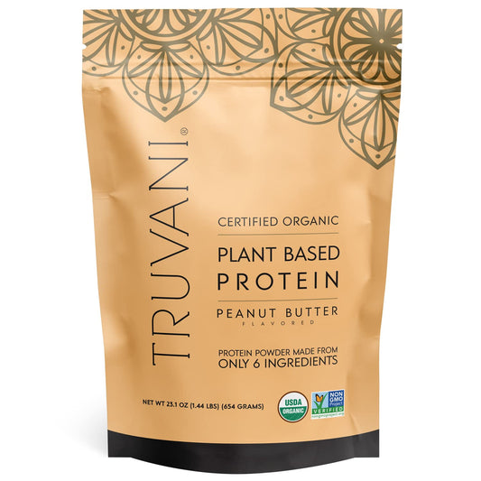 Truvani Organic Vegan Protein Powder Peanut Butter - 20g of Plant Based Protein, Powder