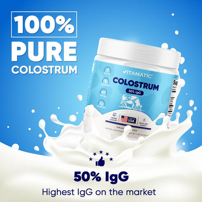 Vitamatic Bovine Colostrum Powder - 50% Highest IgG - Supplement for Gut Health