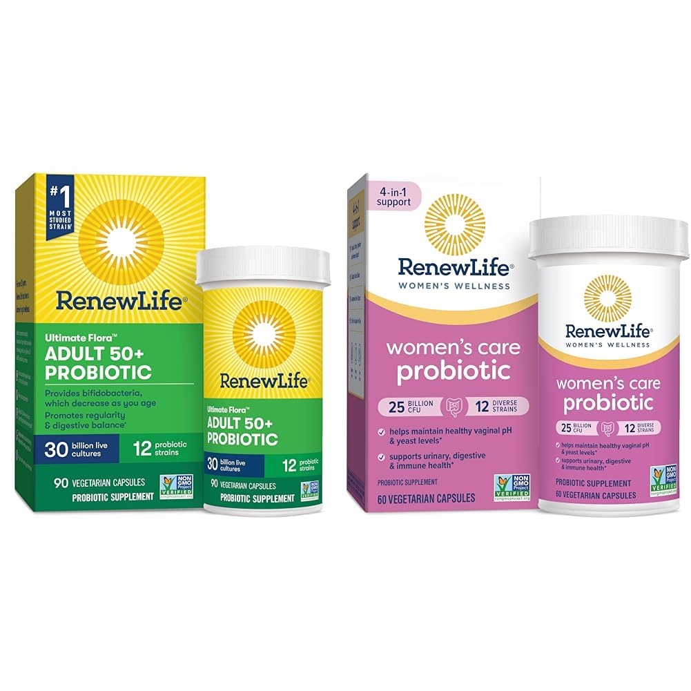 Renew Life Probiotic Adult 50 Plus Probiotic Capsules, Daily Supplement Supports Urinary 