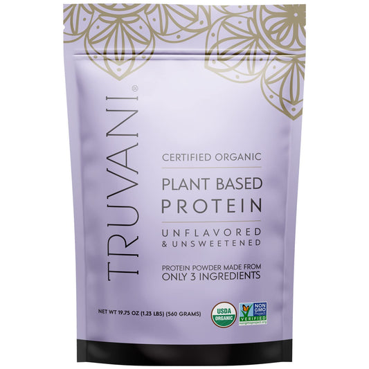 Truvani Organic Vegan Protein Powder Unflavored - 20g of Plant Based Protein, Organic 