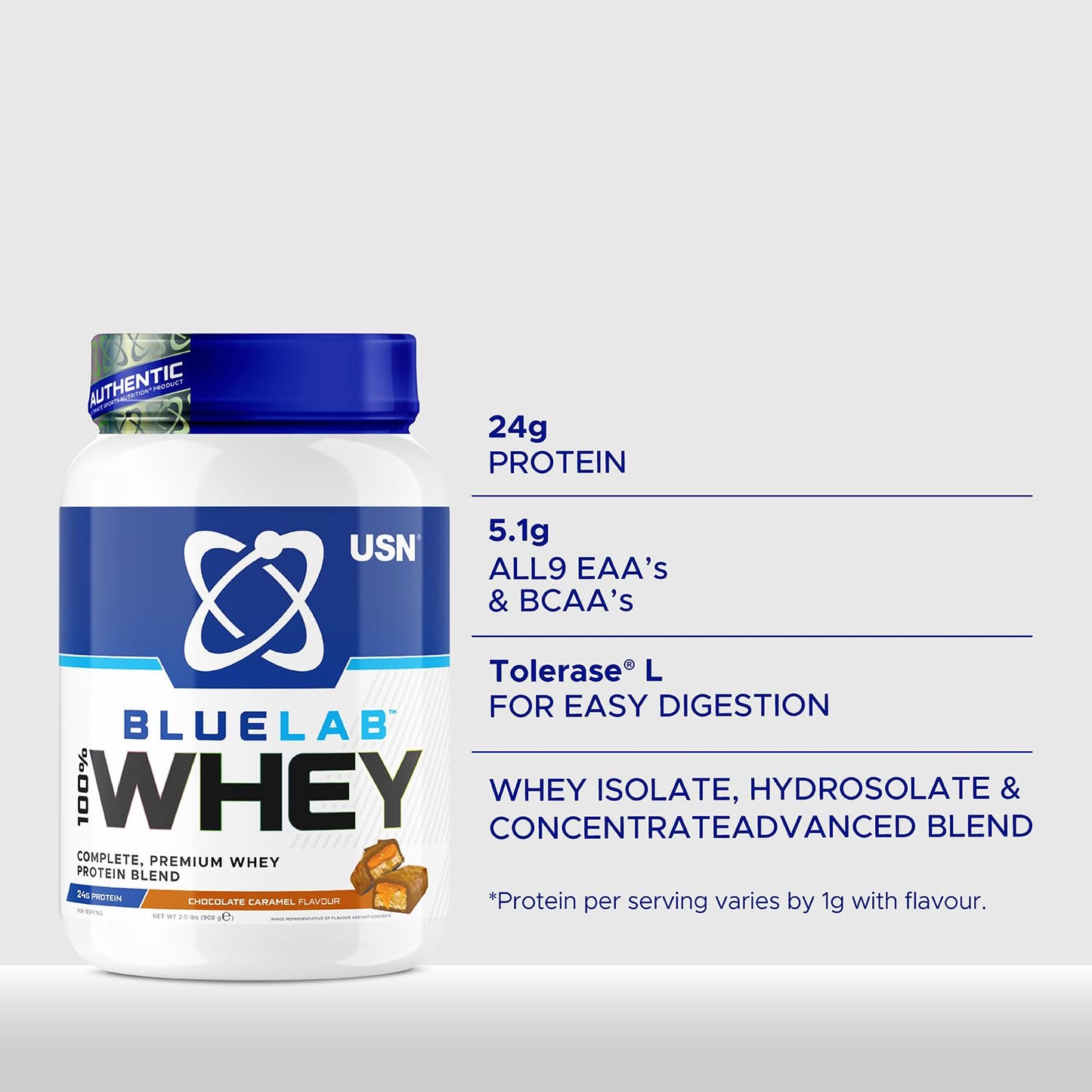 USN Blue Lab Whey Protein Powder: Chocolate Caramel - Whey Protein 908g