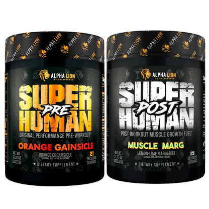 ALPHA LION Superhuman Pre Workout Powder & Post Workout Recovery Bundle, Sustained