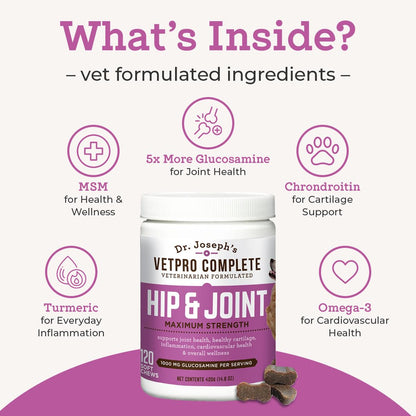 VetPro Dog Hip and Joint Supplement - Pain and Inflammation Relief Chews