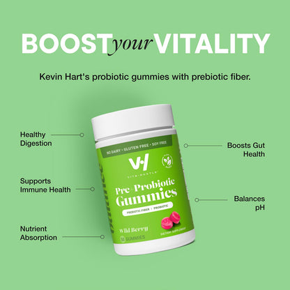 VitaHustle Probiotic Gummies + Prebiotics by Kevin Hart with Chicory Root Inulin Fiber