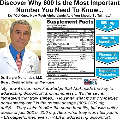 Neuropathy Support Supplement with 600 mg Pure Alpha Lipoic Acid