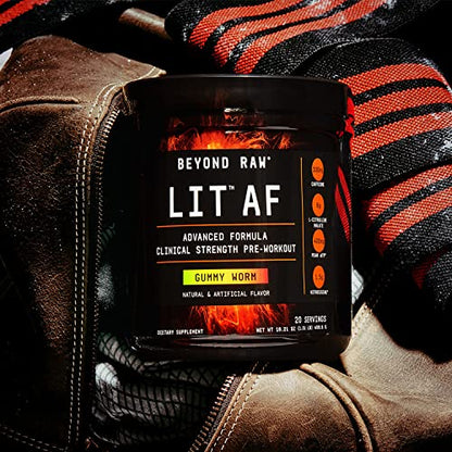 BEYOND RAW LIT AF | Advanced Formula Clinical Strength Pre-Workout Powder | Contains