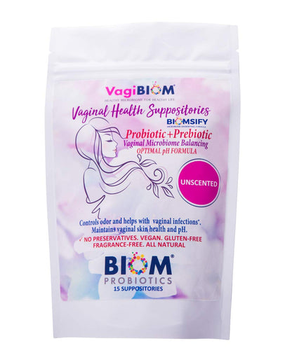 Biom Vaginal Probiotic Suppository: Natural Vaginal pH and Odor Control Regimen; Balance