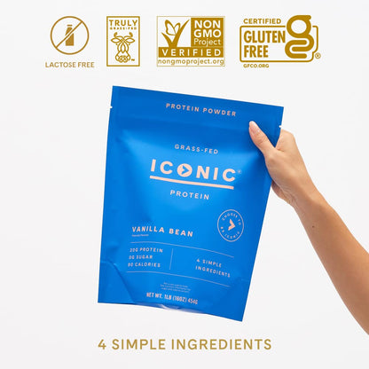 ICONIC Protein Powder, Vanilla Bean - Sugar Free, Low Carb Protein Powder - Lactose Free